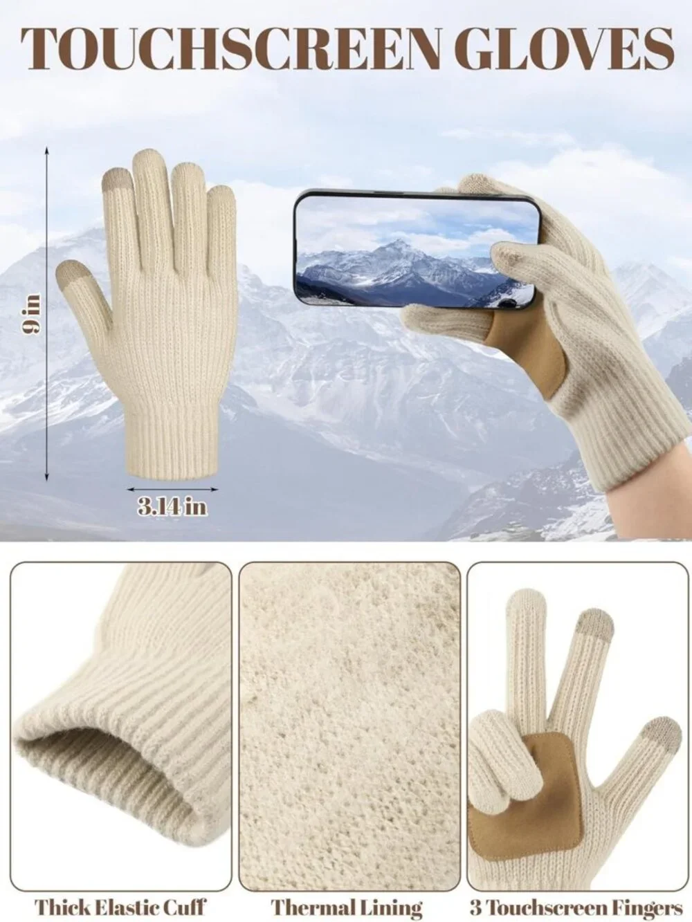 Cozy Winter Beanie, Scarf & Gloves Set - Fleece-Lined, Pompom Hat, Touchscreen